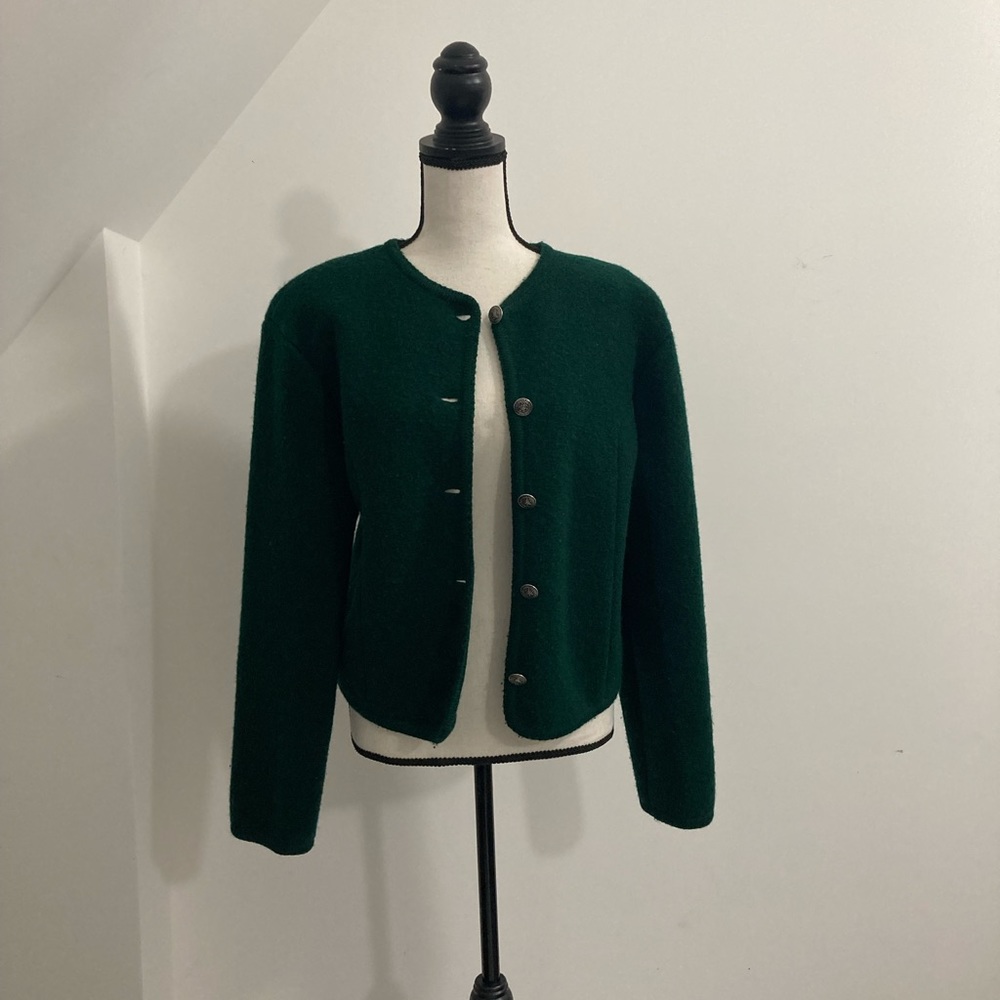Talbots 12P Dark Green cardigan jacket